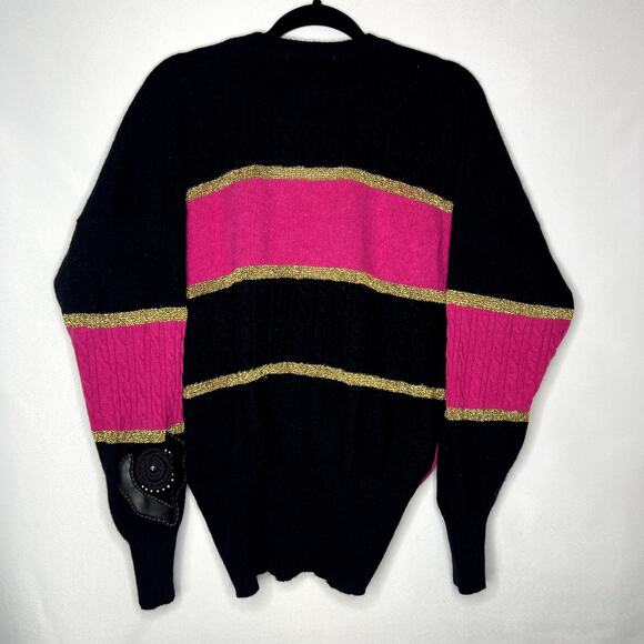 Vintage VivienForest Cardigan Size Small Black Pink - Picture 7 of 9